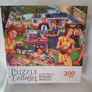 Puzzle Collector "Backyard Barbeque" 300 Pc Complete Puzzle Nostalgic w/Poster